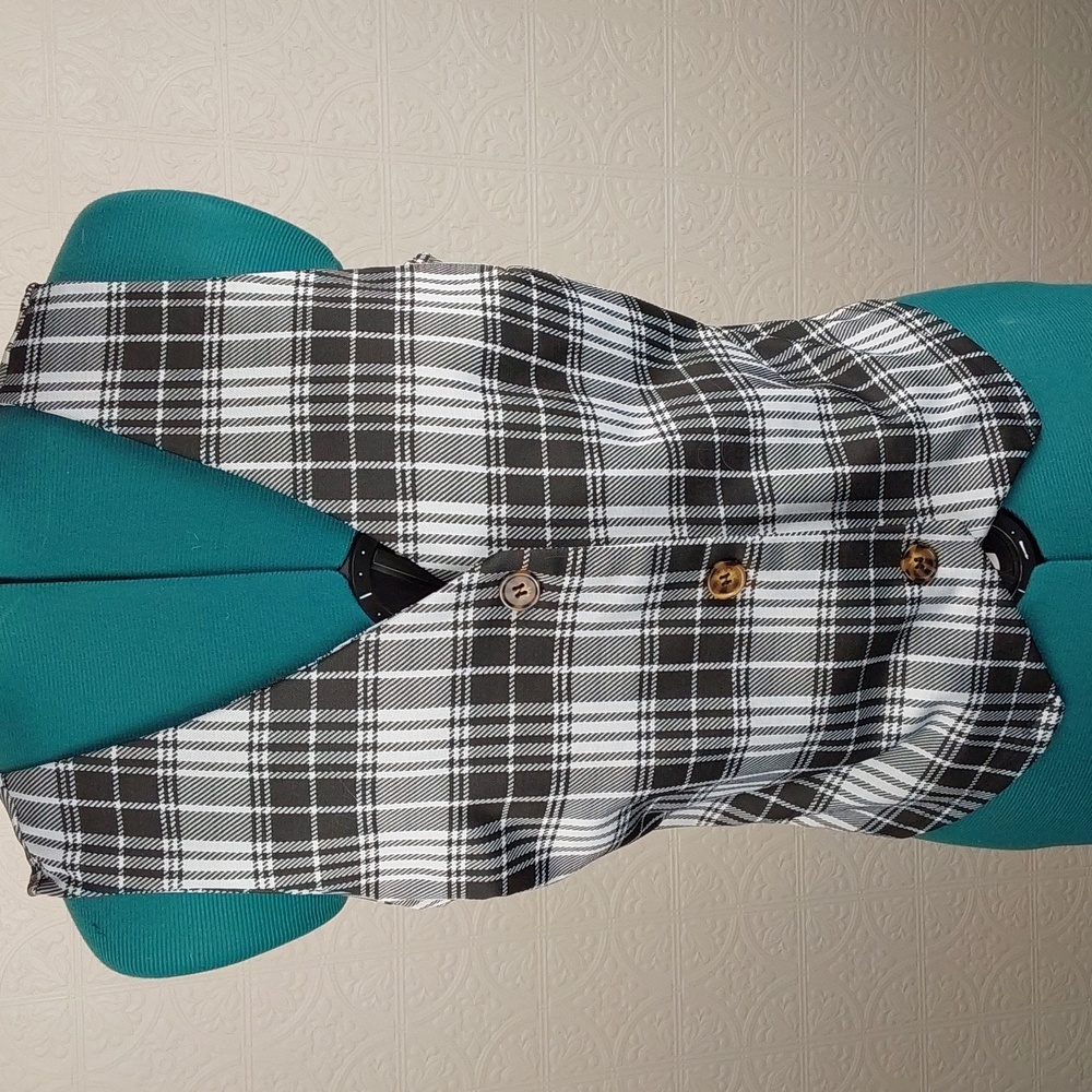 No Comment - Black white plaid vest ,sz x large